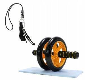 PODWÓJNE KÓŁKO DO ĆWICZEŃ MATA + GUMY AB WHEEL