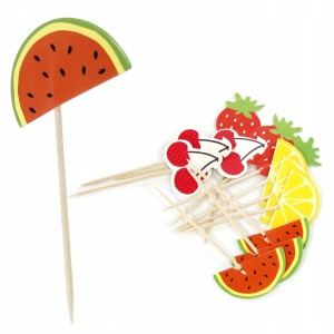 WYKAŁACZKI OZDOBNE OWOCE WAKACYJNE PIKERY 12szt