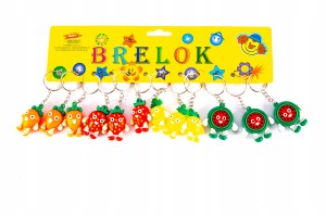 BRELOK GUMOWY Owoce Świeżaki ZESTAW 12szt