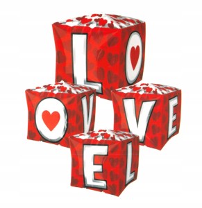 BALON FOLIOWY KOSTKA Walentynki LOVE 25x25cm