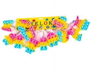 GUMOWY BRELOK DO KLUCZY POP IT ZESTAW 12SZT