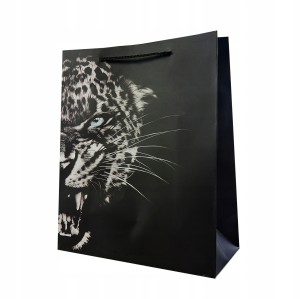 CZARNA TORBA PREZENTOWA KOTY 26x32CM RÓŻNE WZORY