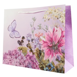 KWIATY SZEROKA TORBA PREZENTOWA 32x26 RÓŻNE KOLORY