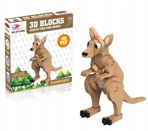 KANGUR KLOCKI PIANKOWE MIĘKKIE PUZZLE 3D 40EL
