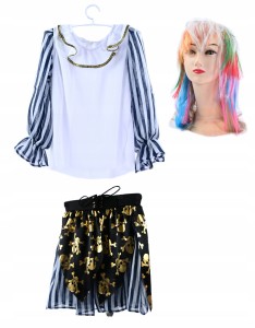 PIRATKA STRÓJ PRZEBRANIE SPÓDNICZKA BLUZKA PERUKA