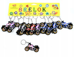 MOTOCYKL GUMOWY BRELOK DO KLUCZY ZAWIESZKA MOTOR ZESTAW 12SZT