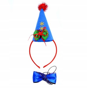NIEBIESKA CZAPKA ŚWIĄTECZNA OPASKA ŚNIEŻYNKA ELF MIKOŁAJ