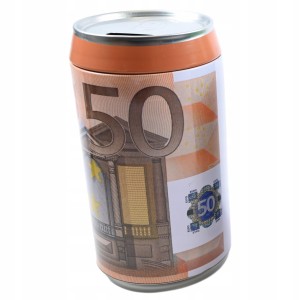 PUSZKA EURO SKARBONKA NA PIENIĄDZE MONETY BANKNOTY RÓŻNE WZORY