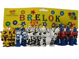 BRELOK DO KLUCZY DLA DZIECI ROBOT GUMOWY DO PLECAKA PREZENT ZESTAW 12SZT