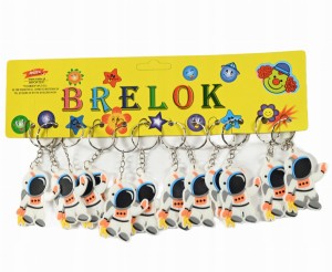 ASTRONAUTA KOSMOS GUMOWY BRELOK DO KLUCZY DO PLECAKA ZESTAW 12SZT