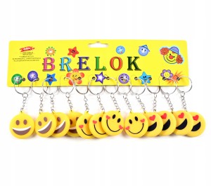 BUŹKI EMOJI EMOTKI ŻÓŁTY BRELOK DO KLUCZY PREZENT DLA DZIECI 12SZT