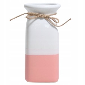 WYSOKI WAZON CERAMICZNY 20CM BIAŁO RÓŻOWY