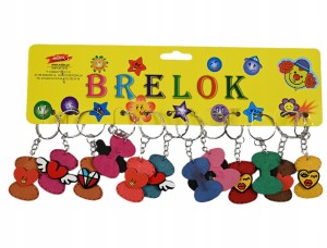 BRELOK DO KLUCZY KOLOROWA ZAWIESZKA DO TORBY PLECAKA PREZENT ZESTAW 12SZT
