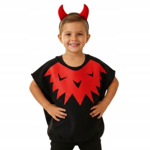 DIABEŁ HALLOWEEN JASEŁKA STRÓJ KARNAWAŁOWY DLA DZIECI BLUZKA ROGI