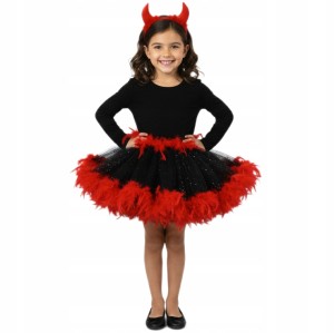 DIABEŁ HALLOWEEN JASEŁKA STRÓJ KARNAWAŁOWY DLA DZIEWCZYNKI SPÓDNICA ROGI