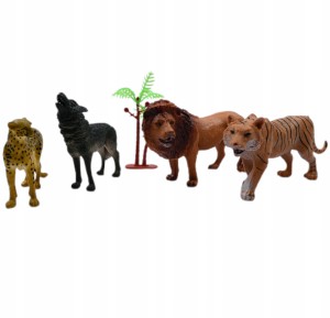 REALISTYCZNE FIGURKI DZIKIE ZWIERZĘTA ZOO LEW WILK TYGRYS ZESTAW FIGUREK