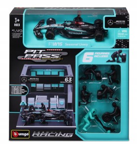 BOKS GARAŻOWY PIT LANE BOLID F1 Mercedes AMG W15 Russell BBURAGO 18-38452