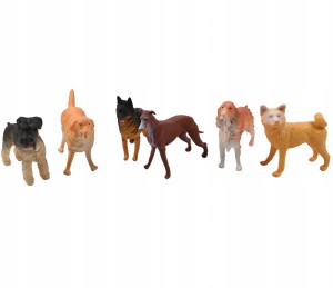 DUŻE FIGURKI PSY PIESKI AKITA COCKER SPANIEL SZNAUCER ZESTAW FIGUREK 6SZT