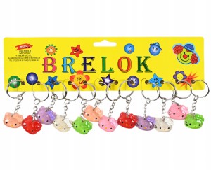 KOLOROWY BRELOK DO KLUCZY ZAWIESZKA DO PLECAKA DLA DZIECI KOTKI 12SZT