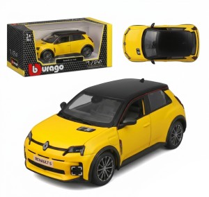 Renault 5 E-Tech 1:24 model Bburago 18-21113 ŻÓŁTY SAMOCHÓD HATCHBACK