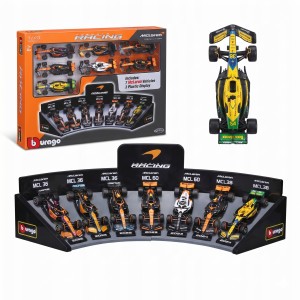 ZESTAW BOLIDÓW F1 McLaren EKSPOZYTOR 7 SAMOCHODÓW 1:43 BBURAGO 18-38169