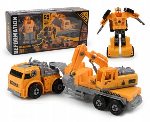 CIĘŻARÓWKA KOPARKA ROBOT 2W1 POJAZD DO ROZKRĘCANIA SKRĘCANIA MAŁY MECHANIK