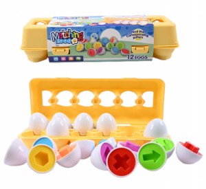 SORTER UKŁADANKA EDUKACYJNA MONTESSORI PUZZLE JAJKA DOPASUJ KSZTAŁTY KOLORY