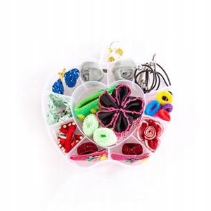 ZESTAW OZDOBY DO WŁOSÓW DLA DZIEWCZYNKI GUMKI SPINKI W PUDEŁKU ORGANIZER