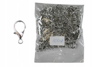KARABIŃCZYKI ZAPIĘCIA DO BIŻUTERII SREBRNE 100SZT ZAPIĘCIE BRANSOLETKI DIY