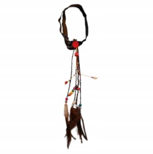 OPASKA INDIANKA Z PIÓRAMI KORALIKI BOHO HIPISKA PRZEBRANIE FESTIWAL STRÓJ