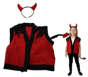 STRÓJ DIABEŁKA DLA DZIECKA ZESTAW KARNAWAŁ BAL PRZEBIERAŃCÓW HALLOWEEN ROGI