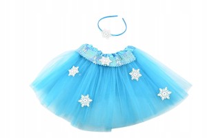 STRÓJ KARNAWAŁOWY ŚNIEŻYNKA ELSA SPÓDNICZKA TUTU OPASKA BAL PRZEBRANIE