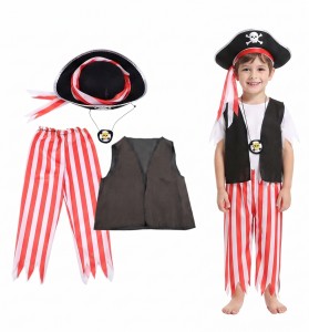 PIRAT HALLOWEEN STRÓJ KARNAWAŁOWY DLA DZIECI KAMIZELKA SPODNIE KAPELUSZ