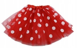 CZERWONA TIULOWA SPÓDNICZKA W GROCHY GROSZKI TUTU DLA DZIECI 30CM
