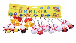ŚWIĄTECZNY BRELOK DO KLUCZY GUMOWY MIKOŁAJ ZAWIESZKA PREZENT ZESTAW 12SZT