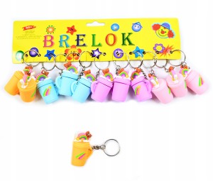 BRELOK DO KLUCZY PLECAKA TOREBKI ZAWIESZKA KOLOROWY KUBEK ZESTAW 12SZT
